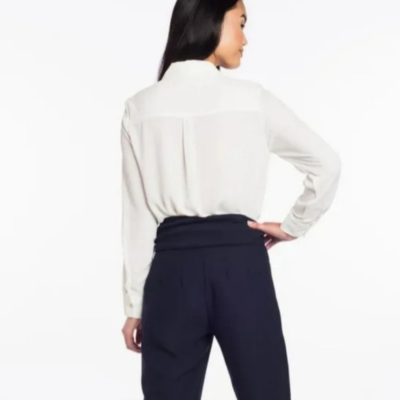 Nanette Lepore Cannoli Cream Chiffon Button Down Blouse Size Women's Medium NEW - Picture 3 of 14